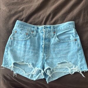 Levi's Blue Jean Shorts Distressed High-Waisted